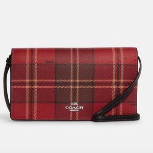 COACH Anna Foldover Crossbody With Tartan Plaid Print